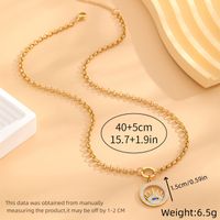 304 Stainless Steel 18K Gold Plated Simple Style Plating Inlay Devil's Eye Rhinestones Pendant Necklace main image 8