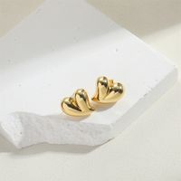1 Pair Simple Style Heart Shape Copper 14K Gold Plated Ear Studs main image 3