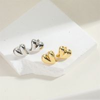 1 Pair Simple Style Heart Shape Copper 14K Gold Plated Ear Studs main image 5