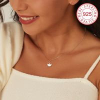 Sterling Silver 14K Gold Plated IG Style Simple Style Hollow Out Inlay Round Rhombus Shell Shell Zircon Pendant Necklace main image 5
