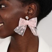 1 Piece Simple Style Classic Style Bow Knot Net Yarn 304 Stainless Steel Gauze Drop Earrings main image 1