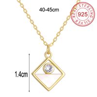 Sterling Silver 14K Gold Plated IG Style Simple Style Hollow Out Inlay Round Rhombus Shell Shell Zircon Pendant Necklace main image 2