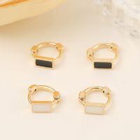 1 Pair Simple Style Square Rectangle Enamel Copper 18K Gold Plated Hoop Earrings main image 7