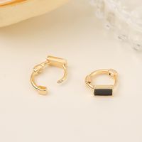 1 Pair Simple Style Square Rectangle Enamel Copper 18K Gold Plated Hoop Earrings main image 3