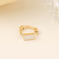 1 Pair Simple Style Square Rectangle Enamel Copper 18K Gold Plated Hoop Earrings sku image 1