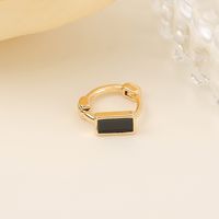 1 Pair Simple Style Square Rectangle Enamel Copper 18K Gold Plated Hoop Earrings main image 5