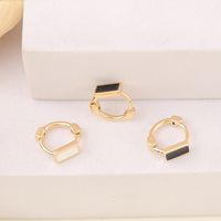 1 Pair Simple Style Square Rectangle Enamel Copper 18K Gold Plated Hoop Earrings main image 6