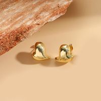 1 Pair Simple Style Heart Shape Copper 14K Gold Plated Ear Studs sku image 5