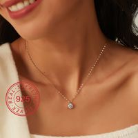 Sterling Silver 14K Gold Plated Simple Style Commute Inlay Circle Star Shell Zircon Pendant Necklace main image 6