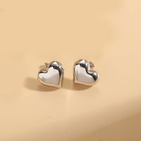 1 Pair Simple Style Heart Shape Copper 14K Gold Plated Ear Studs sku image 2