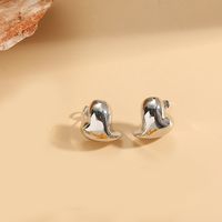 1 Pair Simple Style Heart Shape Copper 14K Gold Plated Ear Studs sku image 6