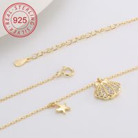 Sterling Silver 14K Gold Plated Simple Style Commute Inlay Circle Star Shell Zircon Pendant Necklace main image 8