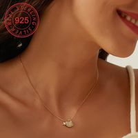 Sterling Silver 14K Gold Plated Simple Style Commute Inlay Circle Star Shell Zircon Pendant Necklace main image 1