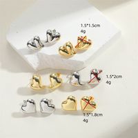 1 Pair Simple Style Heart Shape Copper 14K Gold Plated Ear Studs main image 2