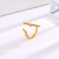 Titanium Steel 18K Gold Plated Elegant Hollow Out Solid Color Titanium Steel Rings main image 1