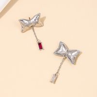 1 Piece Simple Style Classic Style Bow Knot Inlay Alloy Rhinestones Drop Earrings main image 3