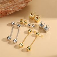 1 Pair Simple Style Solid Color Inlay Copper Zircon 14K Gold Plated Ear Studs main image 3