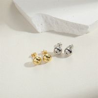 1 Pair Simple Style Solid Color Inlay Copper Zircon 14K Gold Plated Ear Studs main image 6