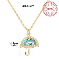 Sterling Silver 14K Gold Plated Simple Style Shiny Hollow Out Inlay Circle Star Umbrella Shell Zircon Pendant Necklace main image 3