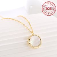 Sterling Silver 14K Gold Plated Simple Style Shiny Hollow Out Inlay Circle Star Umbrella Shell Zircon Pendant Necklace main image 9