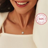 Sterling Silver 14K Gold Plated Simple Style Shiny Hollow Out Inlay Circle Star Umbrella Shell Zircon Pendant Necklace main image 1