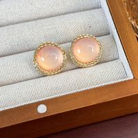 1 Pair IG Style Modern Style Classic Style Round Inlay Alloy Copper Glass Ear Studs main image 1