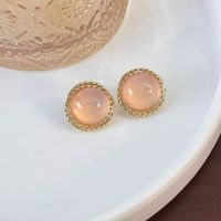 1 Pair IG Style Modern Style Classic Style Round Inlay Alloy Copper Glass Ear Studs main image 8