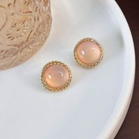 1 Pair IG Style Modern Style Classic Style Round Inlay Alloy Copper Glass Ear Studs main image 4