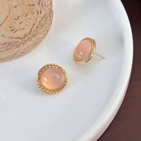 1 Pair IG Style Modern Style Classic Style Round Inlay Alloy Copper Glass Ear Studs main image 5