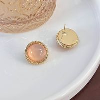 1 Pair IG Style Modern Style Classic Style Round Inlay Alloy Copper Glass Ear Studs main image 7