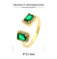 Copper 18K Gold Plated IG Style Sweet Commute Inlay Square Zircon Open Rings main image 2