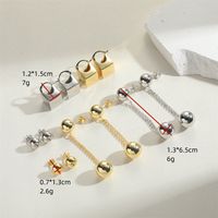 1 Pair Simple Style Solid Color Inlay Copper Zircon 14K Gold Plated Ear Studs main image 2