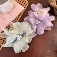 Women's Cute Lady Modern Style Flower Arylic Artificial Pearl Gauze Flowers Hair Claws main image 5