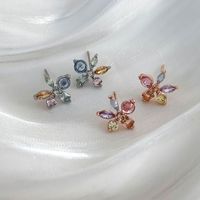 1 Pair Basic Modern Style Classic Style Flower Inlay Copper Zircon Ear Studs main image 1