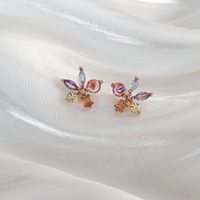 1 Pair Basic Modern Style Classic Style Flower Inlay Copper Zircon Ear Studs main image 4