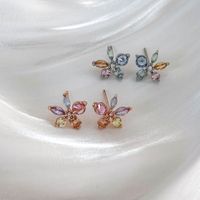 1 Pair Basic Modern Style Classic Style Flower Inlay Copper Zircon Ear Studs main image 6