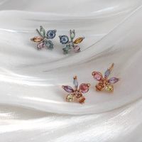 1 Pair Basic Modern Style Classic Style Flower Inlay Copper Zircon Ear Studs main image 10