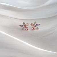 1 Pair Basic Modern Style Classic Style Flower Inlay Copper Zircon Ear Studs main image 7