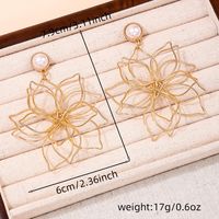 1 Pair Streetwear Elegant Flower Hollow Out Inlay 201 Stainless Steel Zinc Alloy Artificial Pearls Drop Earrings main image 2