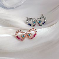 1 Pair Lady Simple Style Classic Style Heart Shape Inlay Copper Artificial Pearls Zircon Ear Studs main image 1