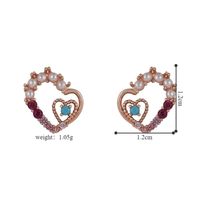 1 Pair Lady Simple Style Classic Style Heart Shape Inlay Copper Artificial Pearls Zircon Ear Studs main image 2