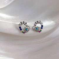 1 Pair Lady Simple Style Classic Style Heart Shape Inlay Copper Artificial Pearls Zircon Ear Studs main image 4