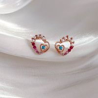1 Pair Lady Simple Style Classic Style Heart Shape Inlay Copper Artificial Pearls Zircon Ear Studs main image 10
