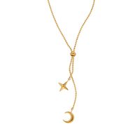 Edelstahl 304 18 Karat Vergoldet Französische Art Romantisch Quaste Stern Mond Halskette Mit Anhänger sku image 1