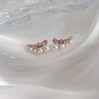 1 Pair IG Style Elegant Lady Geometric Crown Inlay Artificial Pearl Copper Zircon Ear Studs main image 8