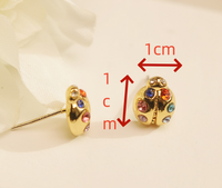 IG Style Lady Modern Style Beetles Copper Inlay Zircon Ear Studs 1 Pair main image 2