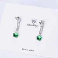 1 Pair Simple Style Flower Plating Inlay Copper Artificial Crystal Drop Earrings main image 4