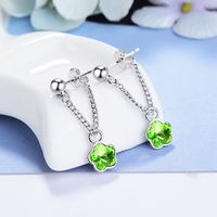 1 Pair Simple Style Flower Plating Inlay Copper Artificial Crystal Drop Earrings main image 6