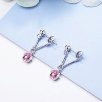 1 Pair Simple Style Flower Plating Inlay Copper Artificial Crystal Drop Earrings main image 1
