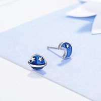 1 Pair Simple Style Star Moon Planet Epoxy Copper White Gold Plated Ear Studs main image 6